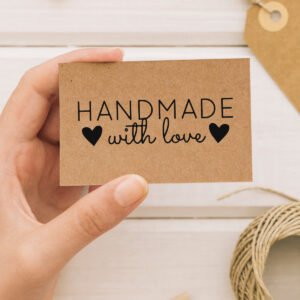 Handmade With Love Yazılı Kraft Teşekkür Kartı