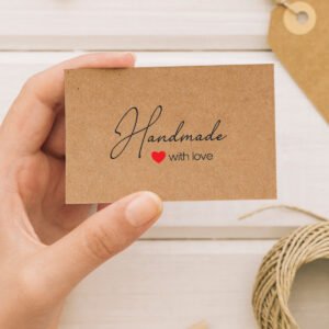 Handmade With Love Yazılı Kraft Teşekkür Kartı