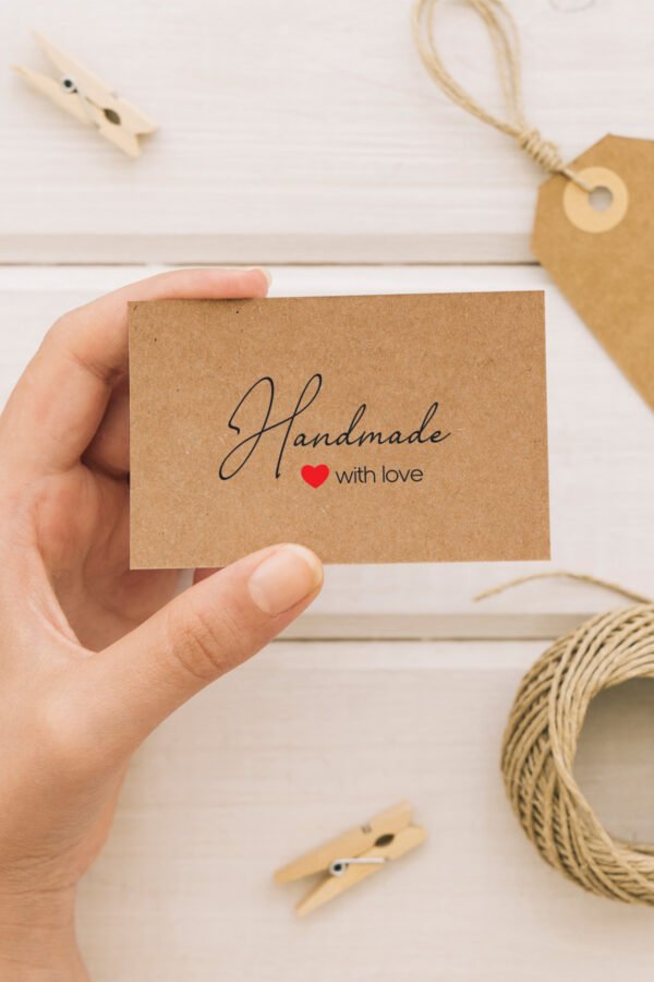 Handmade With Love Yazılı Kraft Teşekkür Kartı