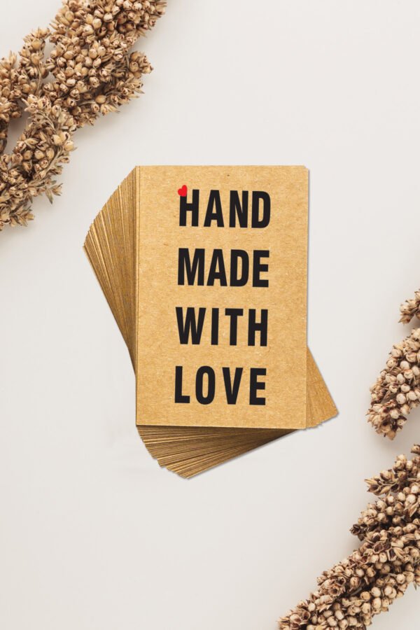 Handmade With Love Yazılı Kraft Teşekkür Kartı