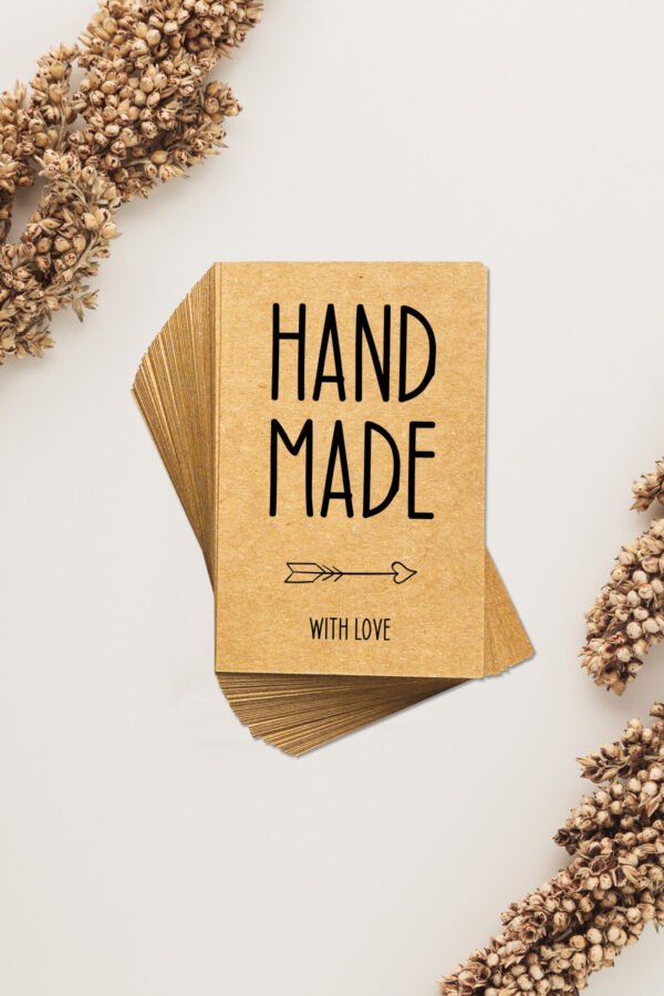 Handmade With Love Yazılı Kraft Teşekkür Kartı